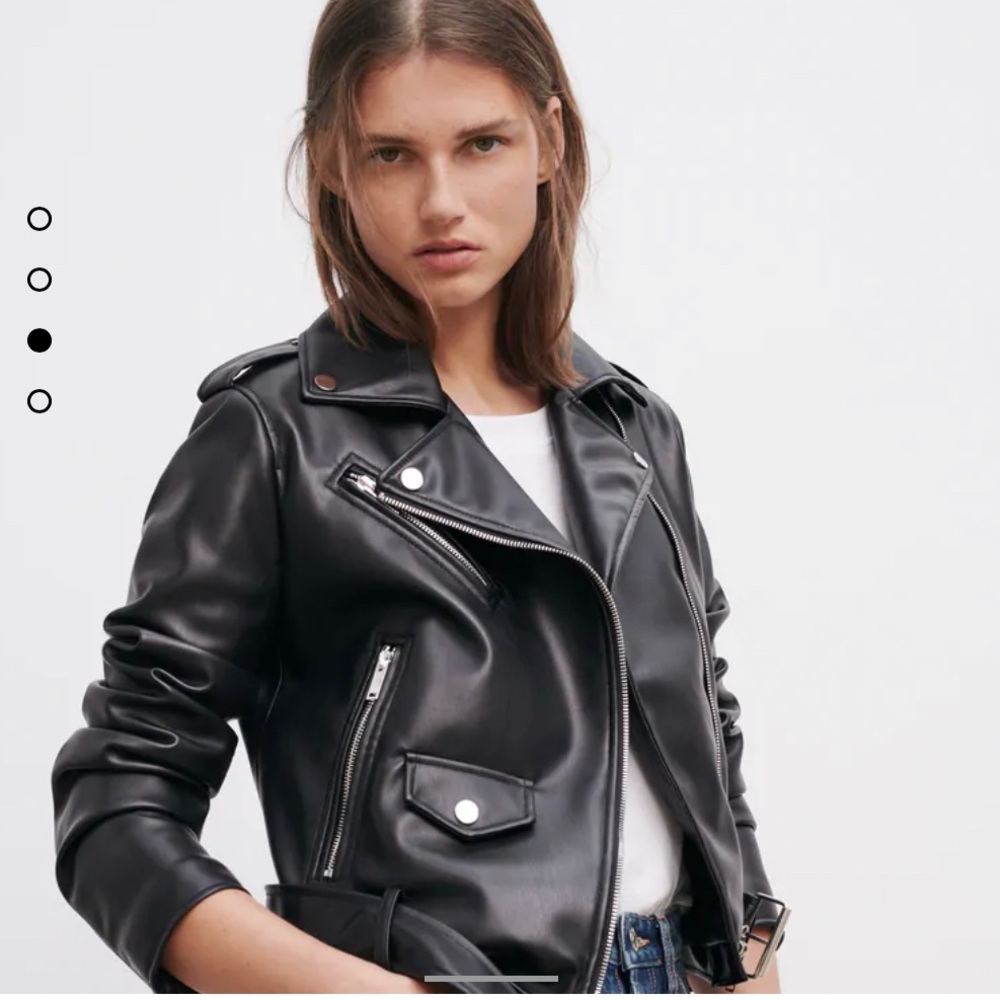 ZARA BIKER JACKET FAUX LEATHER - S